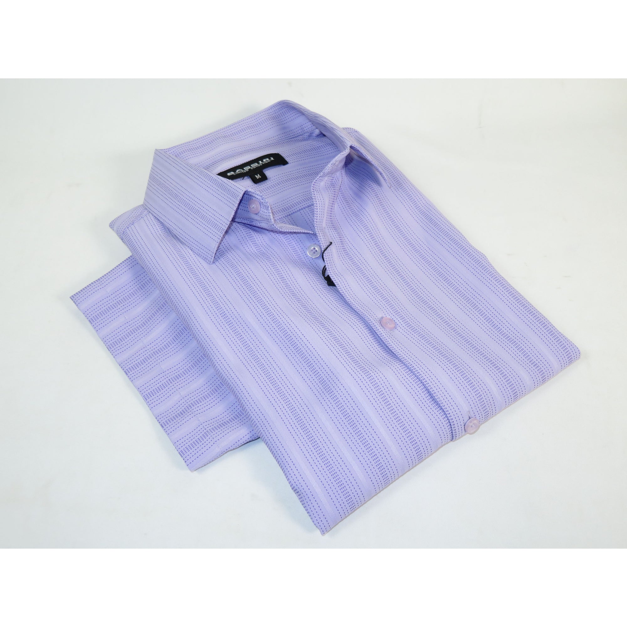 Men Short Sleeve Sport Shirt by BASSIRI Light Weight Soft Microfiber 48271 Lavender