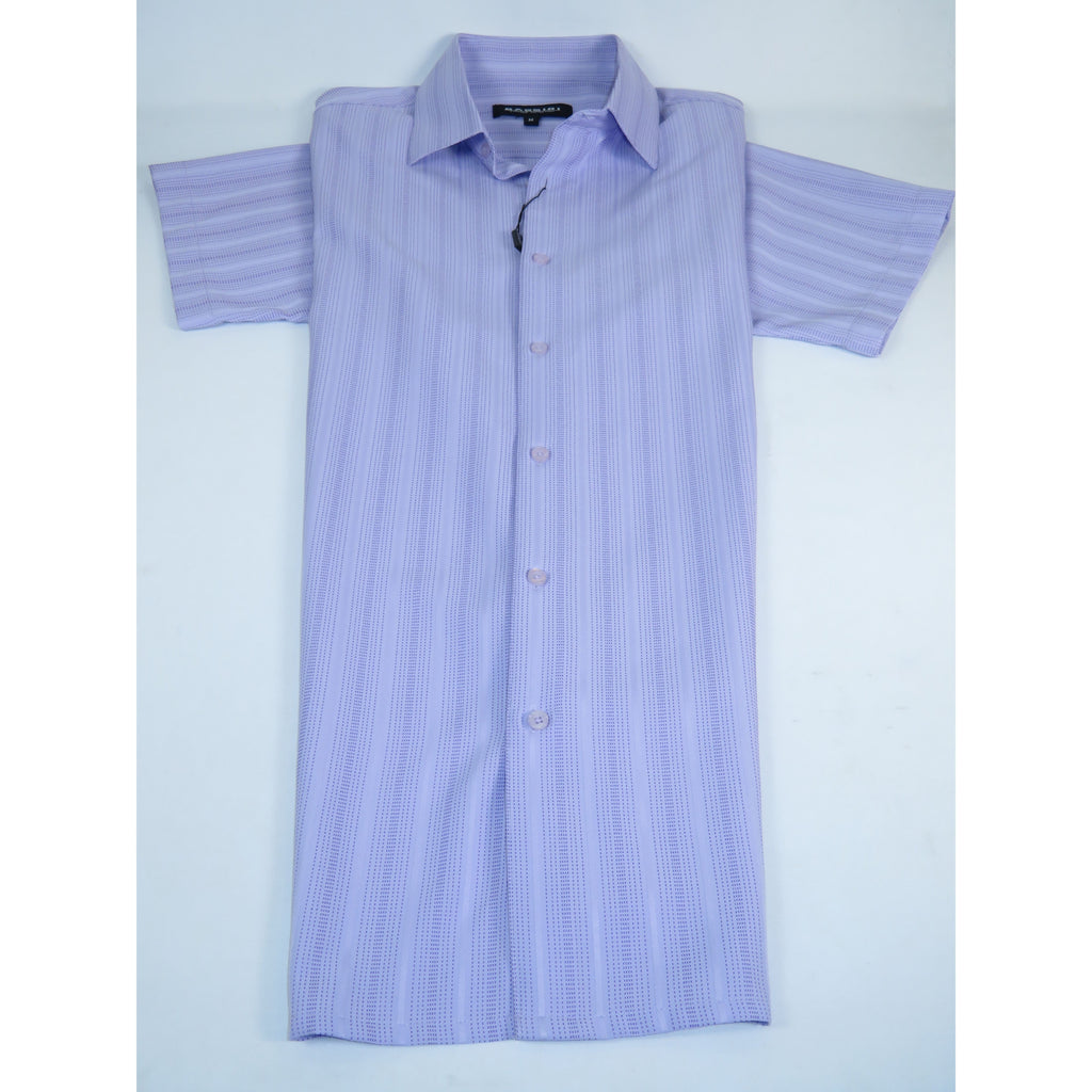 Men Short Sleeve Sport Shirt by BASSIRI Light Weight Soft Microfiber 48271 Lavender