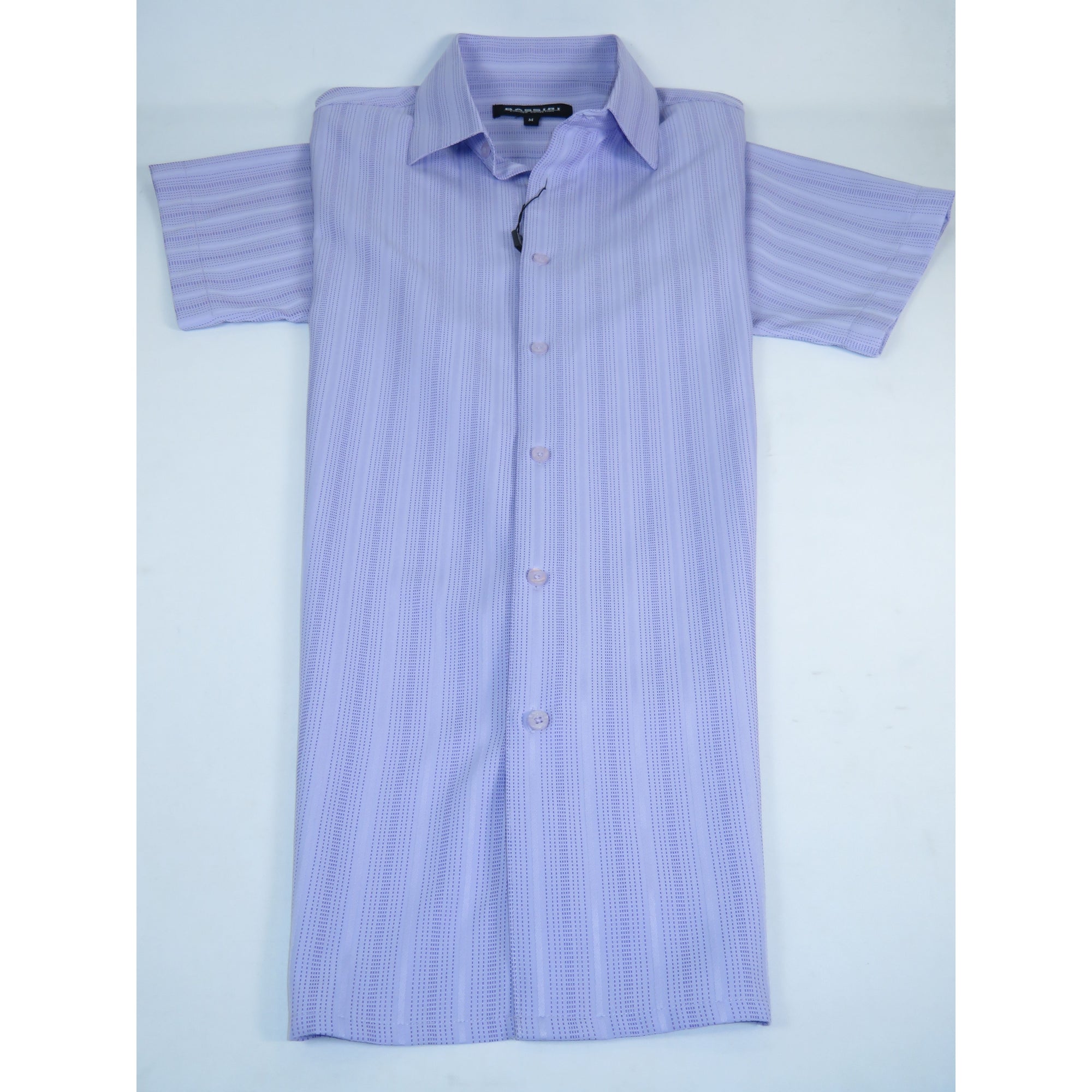 Men Short Sleeve Sport Shirt by BASSIRI Light Weight Soft Microfiber 48271 Lavender
