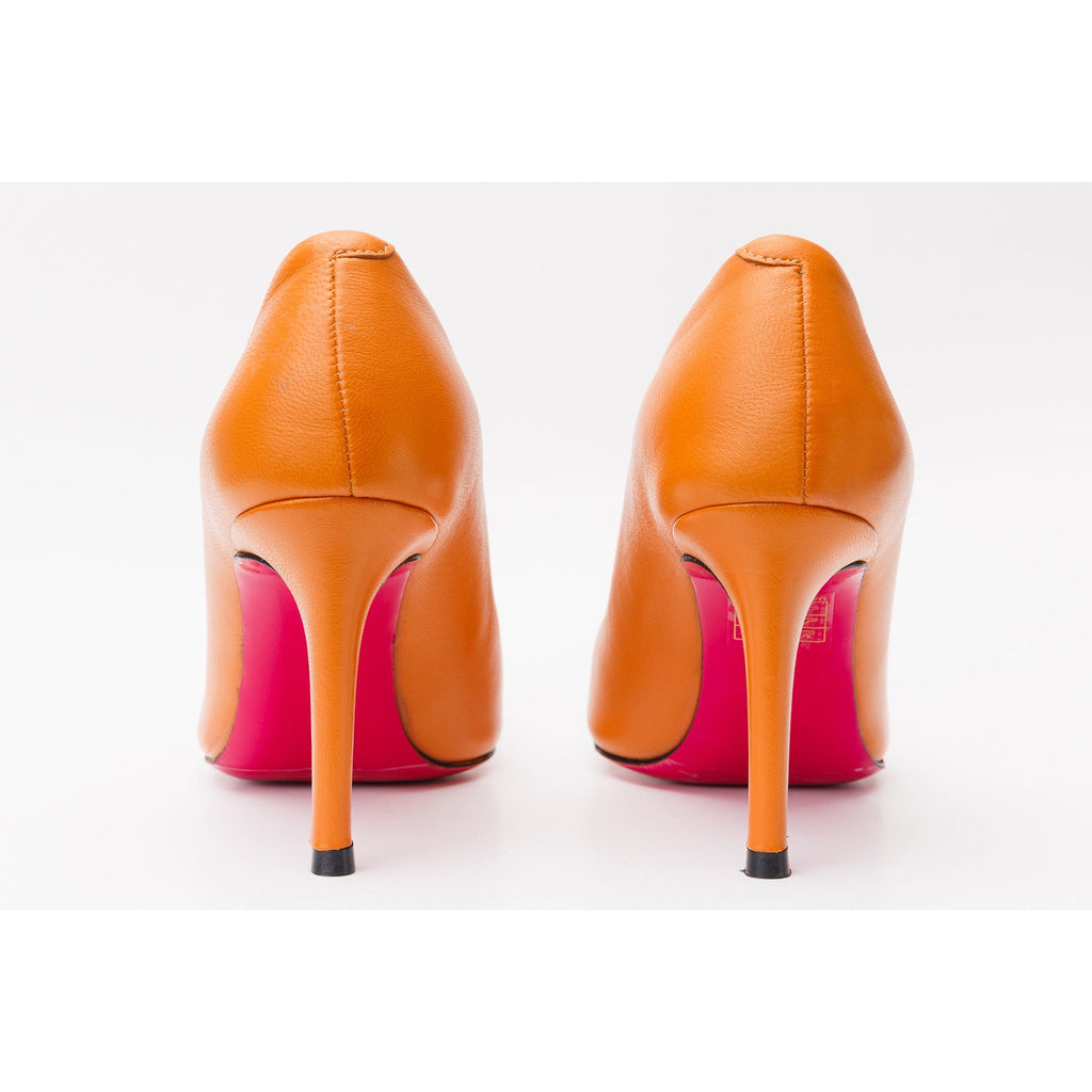 The Maneadero Orange Leather Pump Fuchsia Sole Women Shoe