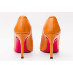 The Maneadero Orange Leather Pump Fuchsia Sole Women Shoe