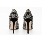 The Nampula Black Glitter Leather Pump Women Shoe