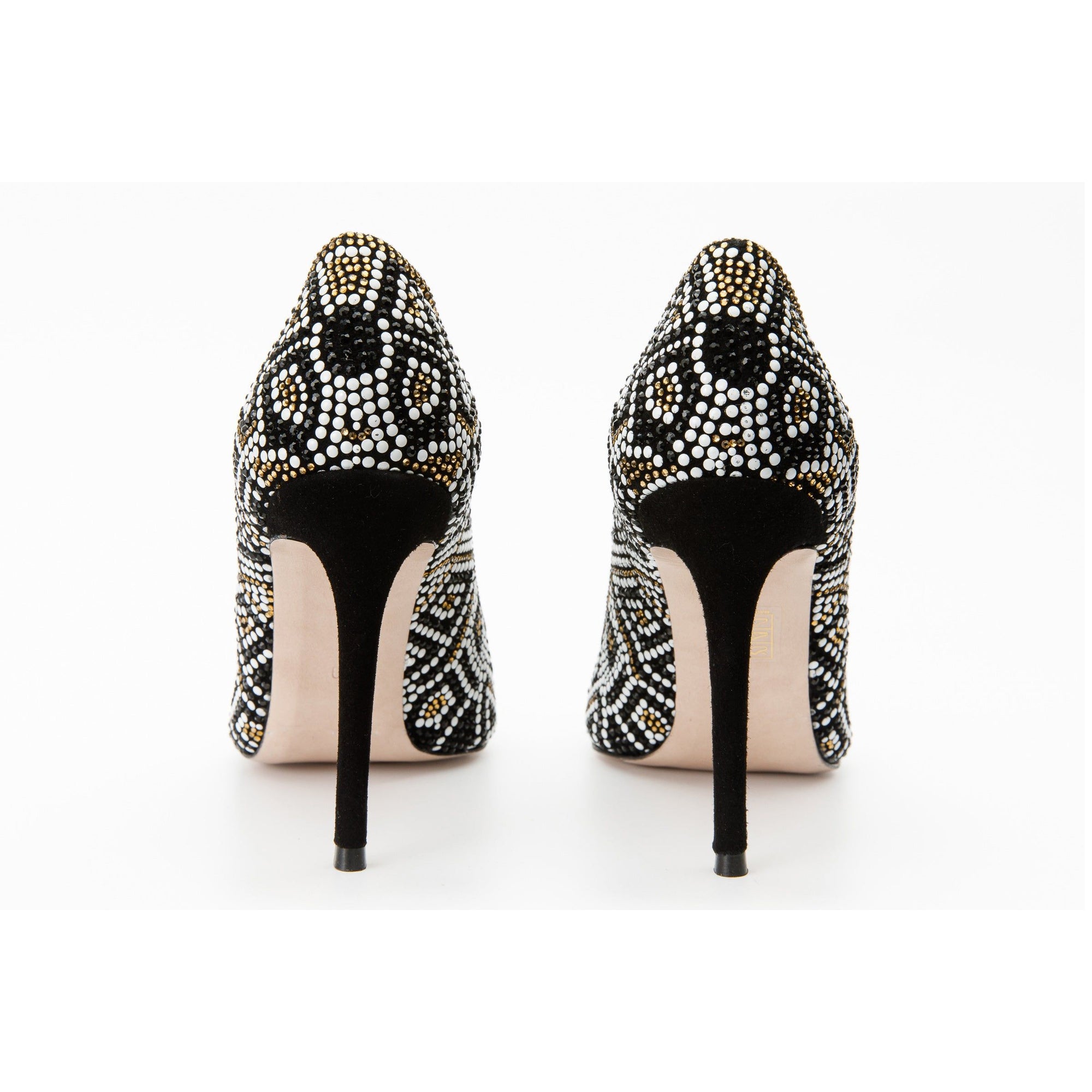 The Nampula Black Glitter Leather Pump Women Shoe