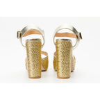 The Tampico Platform Heel Gold Leather Women Sandal