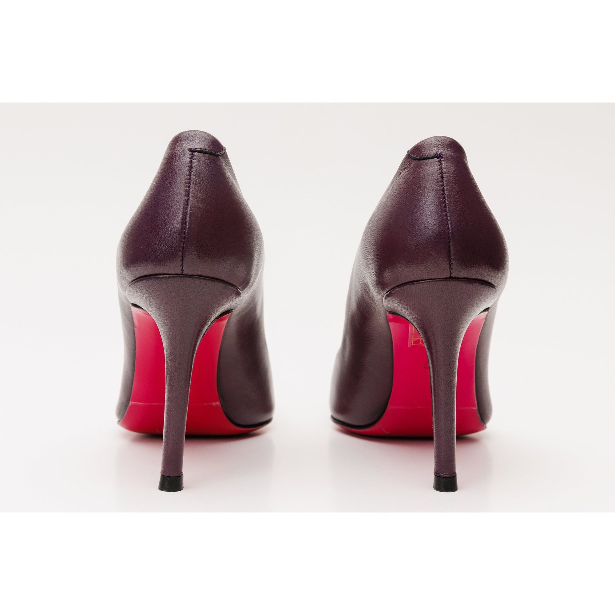 The Maneadero Dark Purple Leather Pump Fuchsia Sole Women Shoe