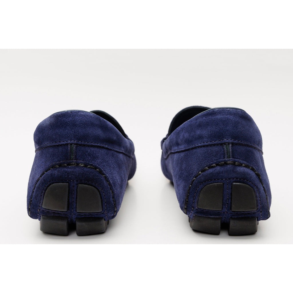 The Bari Navy Blue Suede Leather Bit Drive Loafer Men Shoe