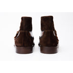 The Albus Brown Leather & Suede Double Strap Monk Brogue Men Boot
