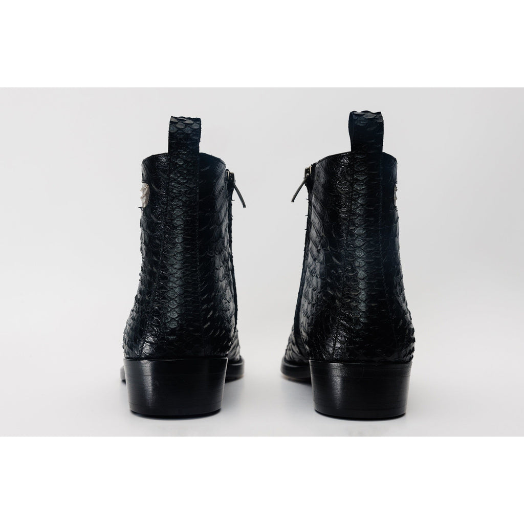 Boss Pythn Snk Black & Natural Zip-Up Leather Men Boot Limited Edition