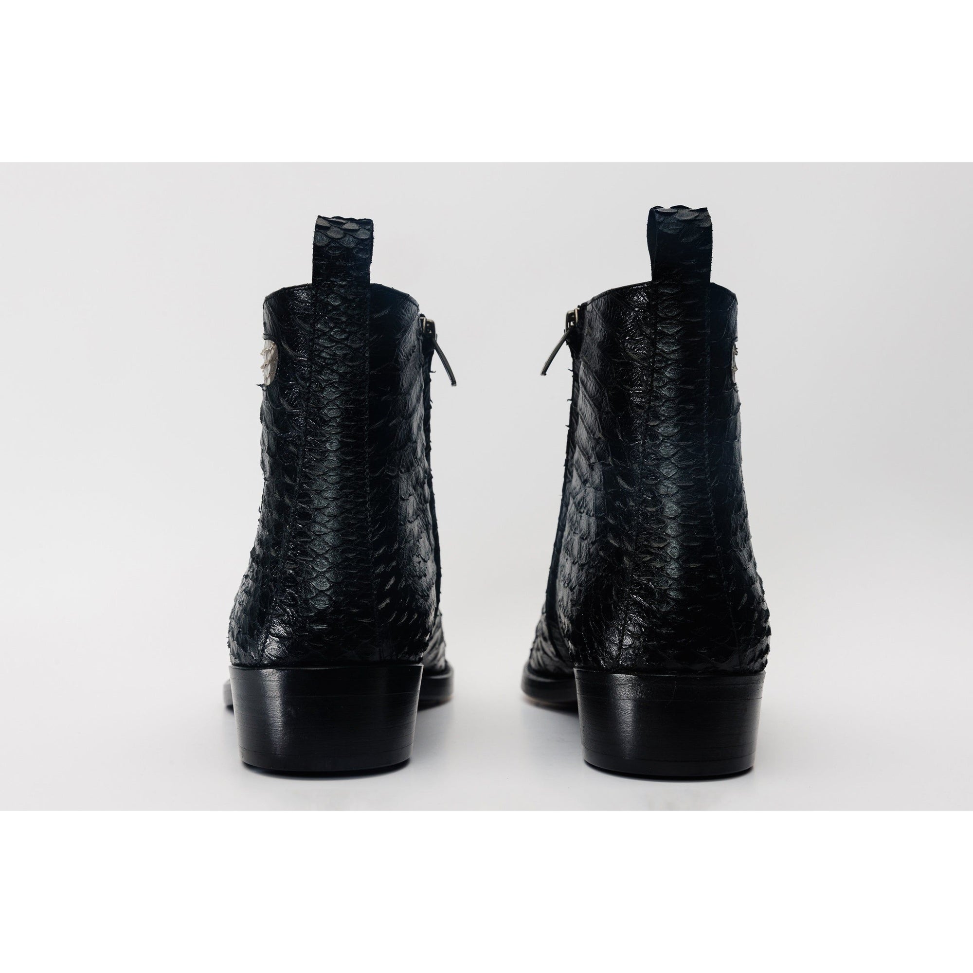 Boss Pythn Snk Black & Natural Zip-Up Leather Men Boot Limited Edition