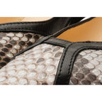 The Toskana Black & Natural Snake Leather Block Heel Pump Women Shoe
