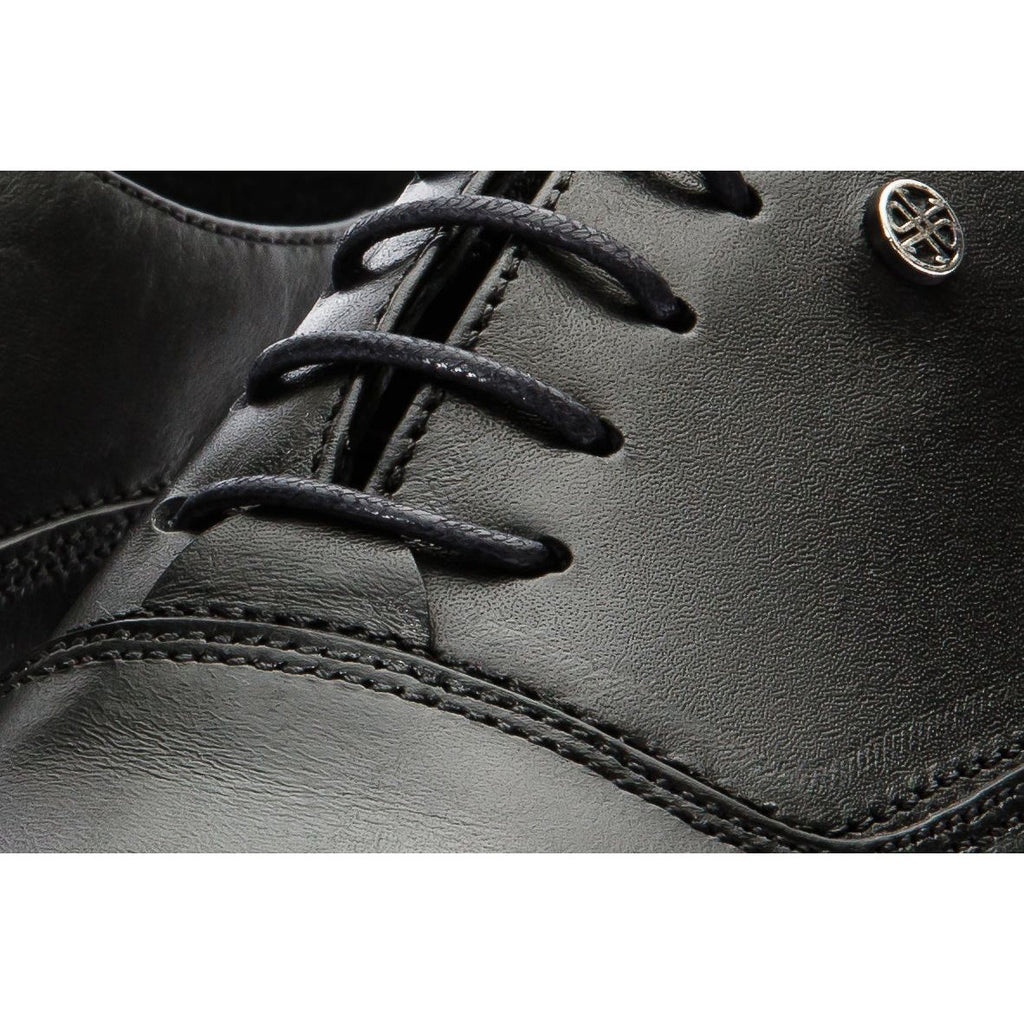 The Gambaha Black Leather Quarter Brogue Cap Toe Oxford Men Shoe