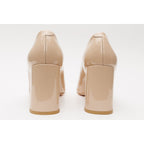The Ferrara Cream Patent Leather Block Heel Pump Women Shoe