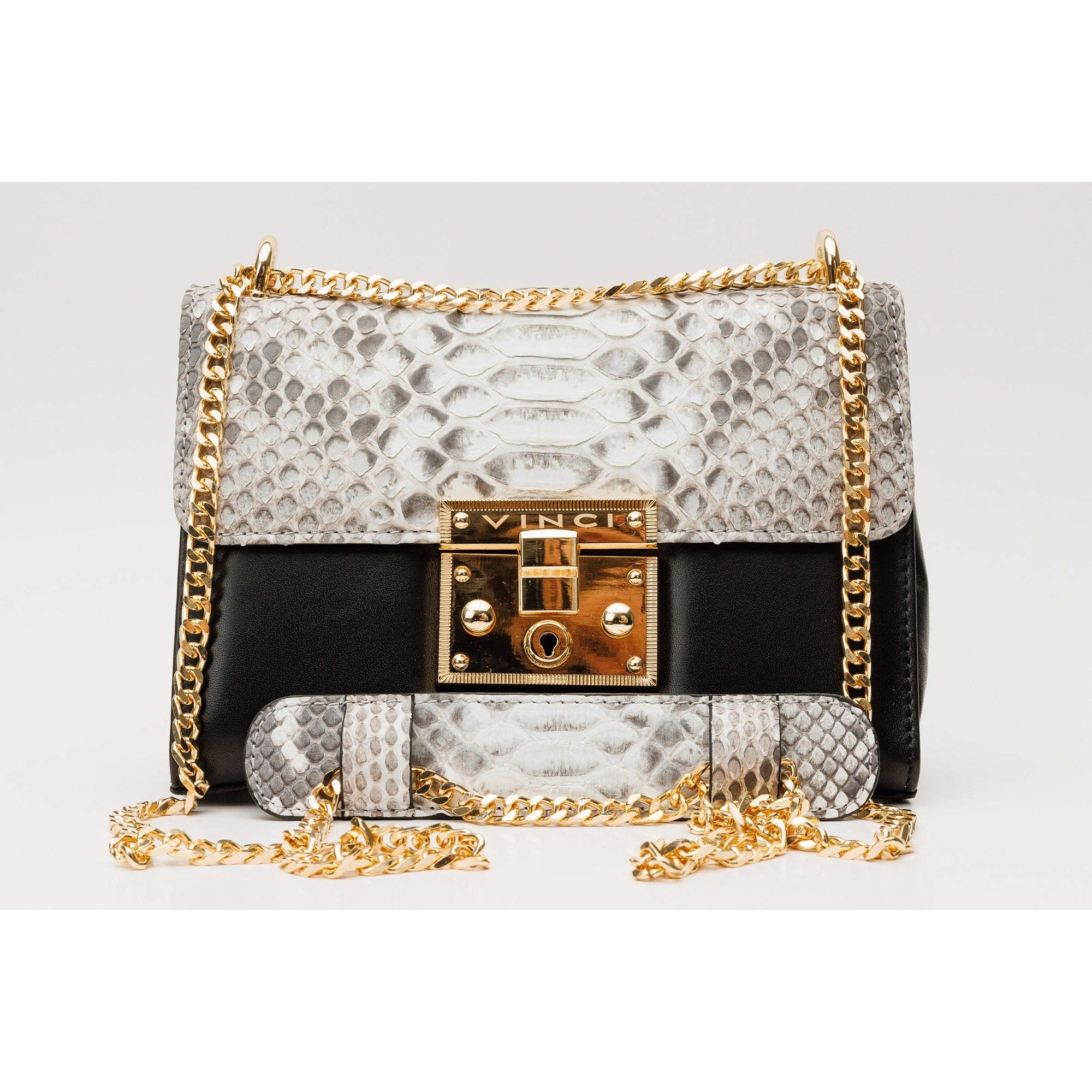 The Toskana Natural & Black Pythn Leather Handbag