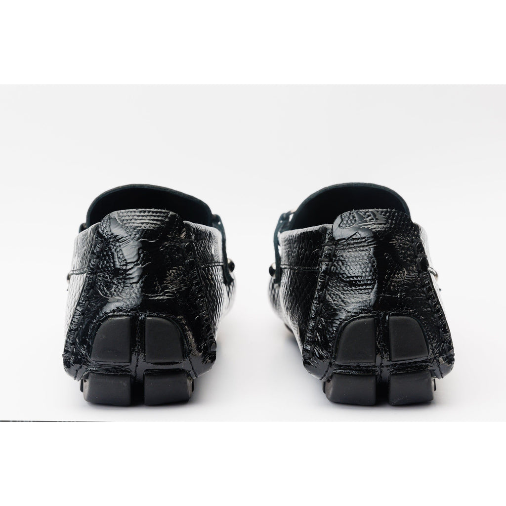 The Bologna Black Leather Bit Drive Loafer Men Shoe