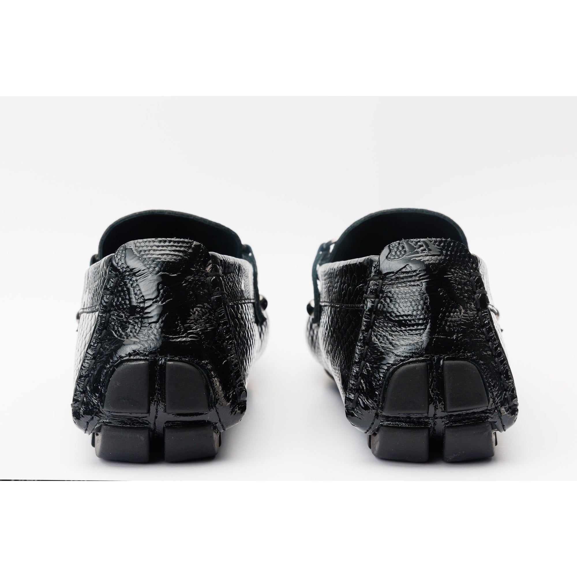 The Bologna Black Leather Bit Drive Loafer Men Shoe