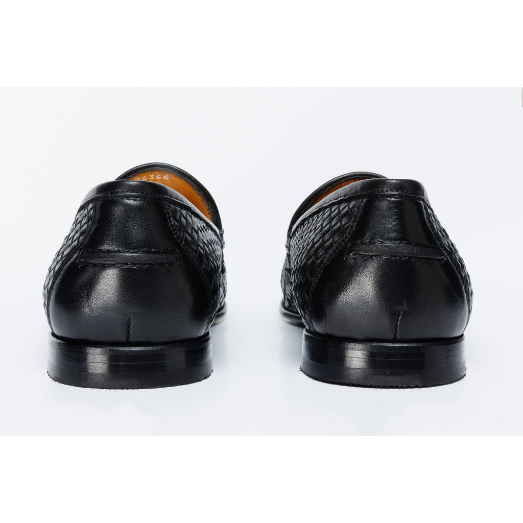 The Mclean Shoe Black Leather Woven Tassel Loafer Men  Shoe