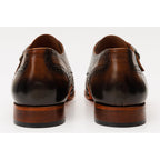 The Rolls  Woven Tan Leather Single Monk Strap  Handmade Men Shoe
