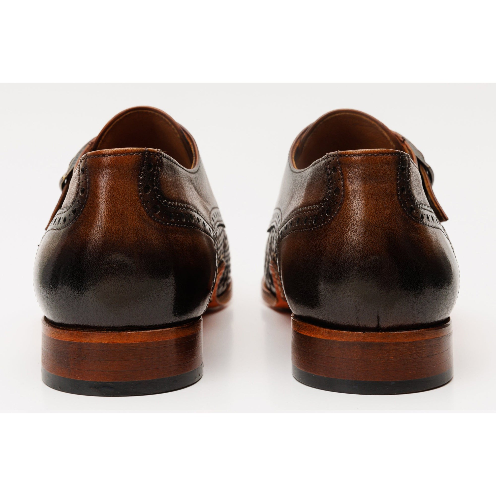 The Rolls  Woven Tan Leather Single Monk Strap  Handmade Men Shoe