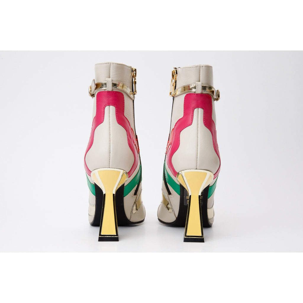 The Tario Cream Leather Ankle Women Boot