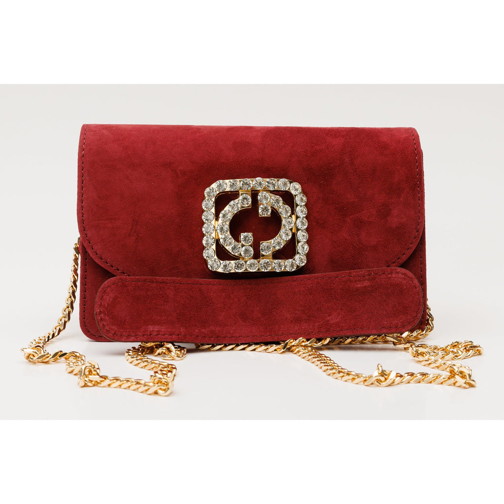 The California Burgundy Suede Leather Handbag