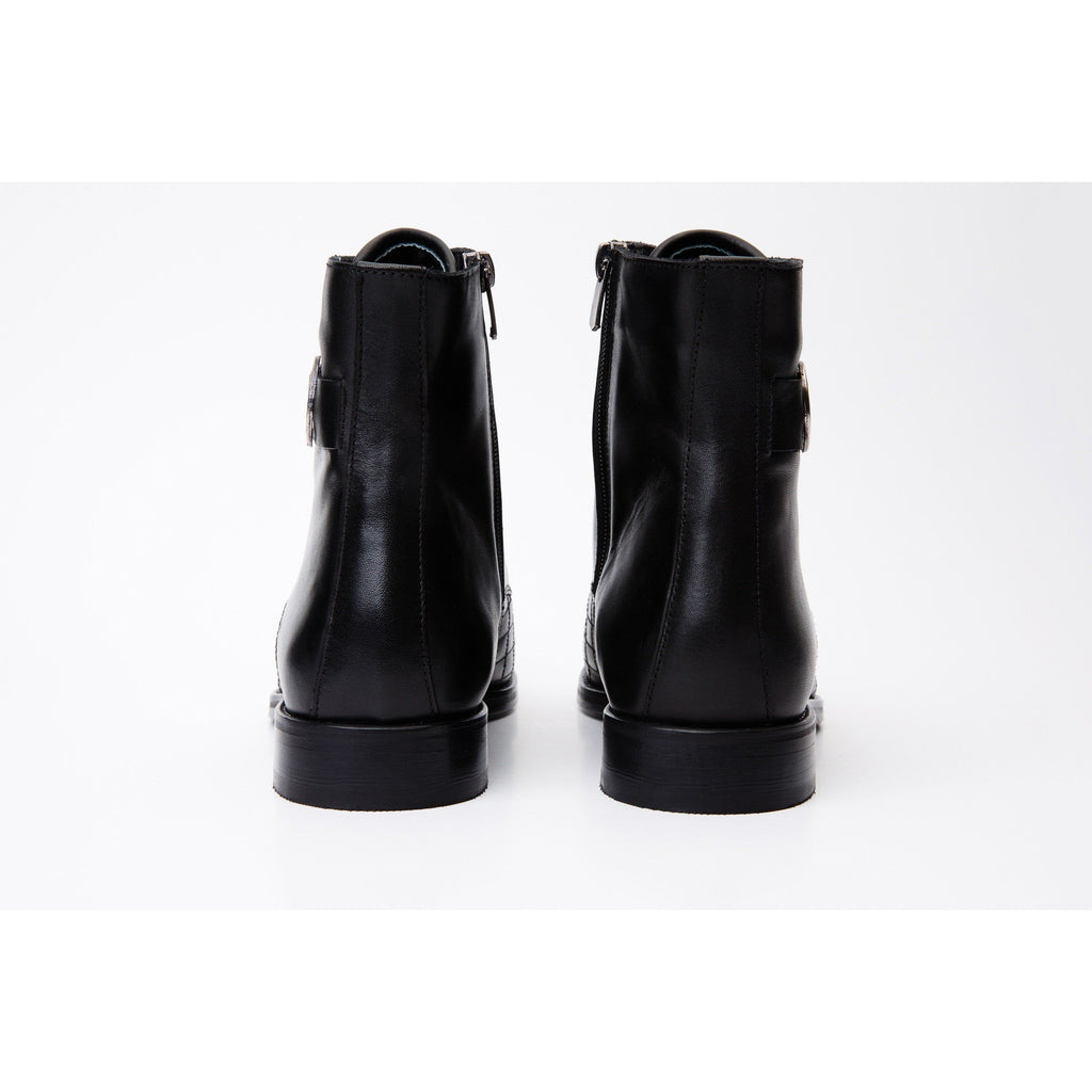 The Zeus Black Leather Lace-Up Men Boot with a Zipper