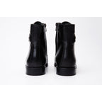 The Zeus Black Leather Lace-Up Men Boot with a Zipper