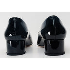 The Danish Black Patent Leather Block Heel Pump Women Shoe