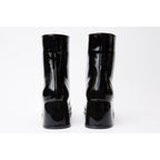 The Tackle Black Patent Leather Block Heel Women Boot