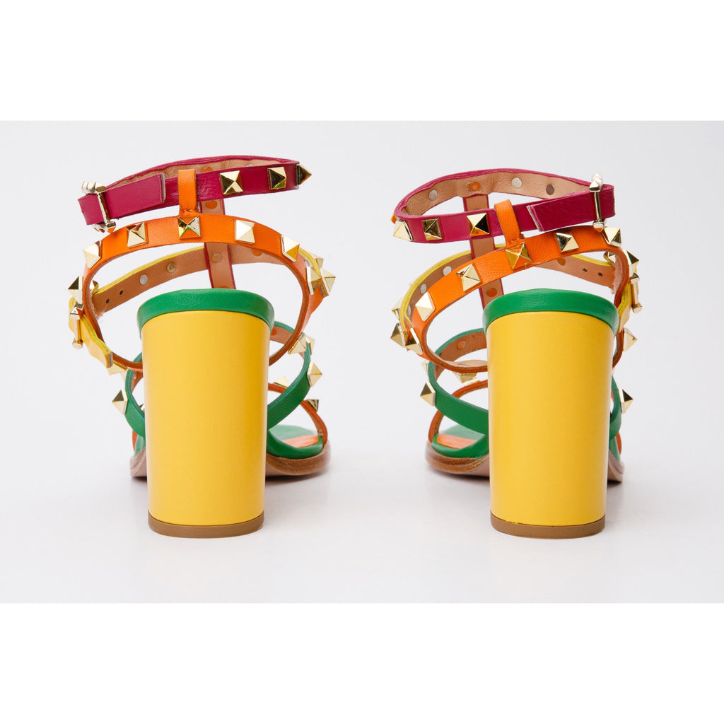 The Nejapa Block Heel Multicolor Leather Women Sandal