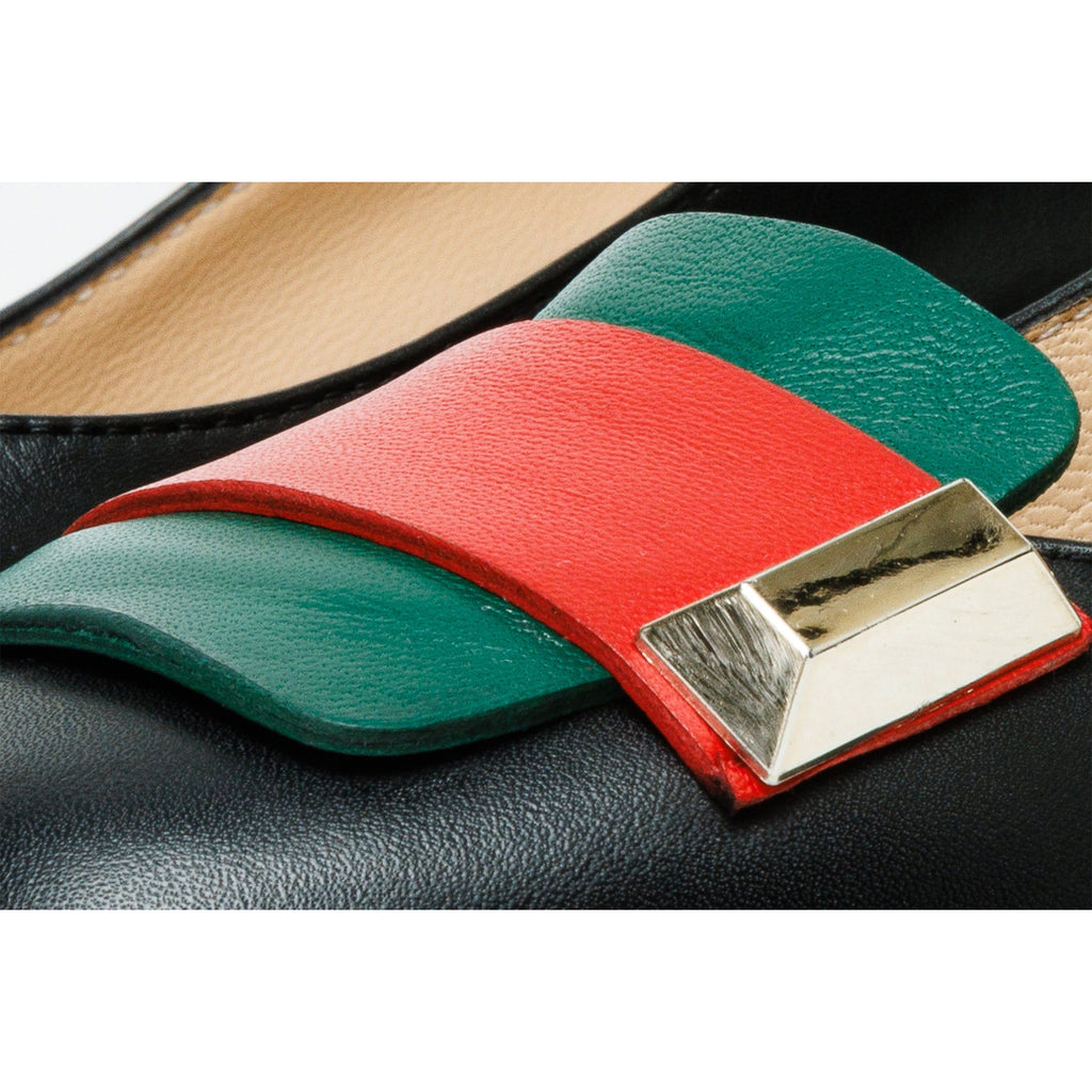 The Olney Black Leather Block Heel Pump Women Shoe