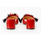 The Vigo Red Leather Block Heel Women Sandal