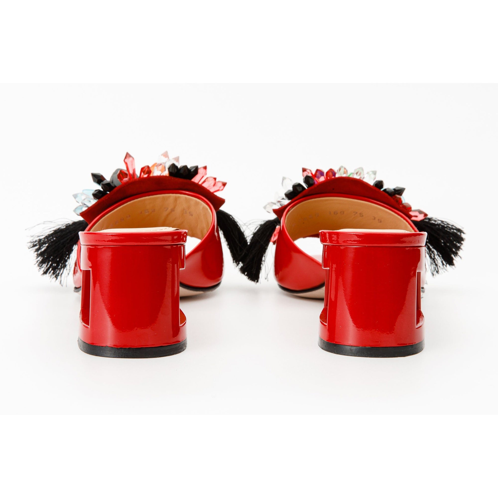 The Vigo Red Leather Block Heel Women Sandal