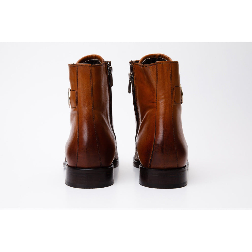 The Zeus Brown Leather Lace-Up Men Boot with a Zipper
