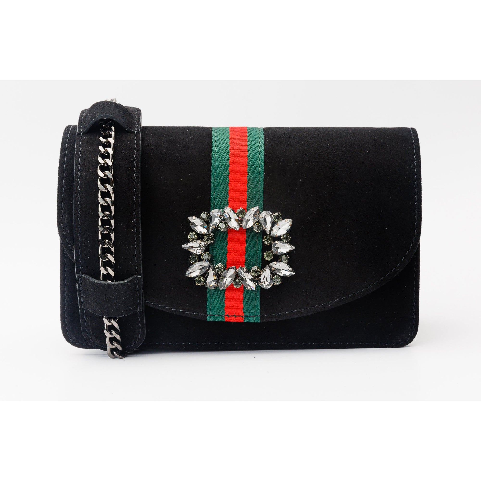 The Afega Black Suede Leather Handbag