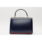 The Infanta Navy Blue Spike Leather Handbag