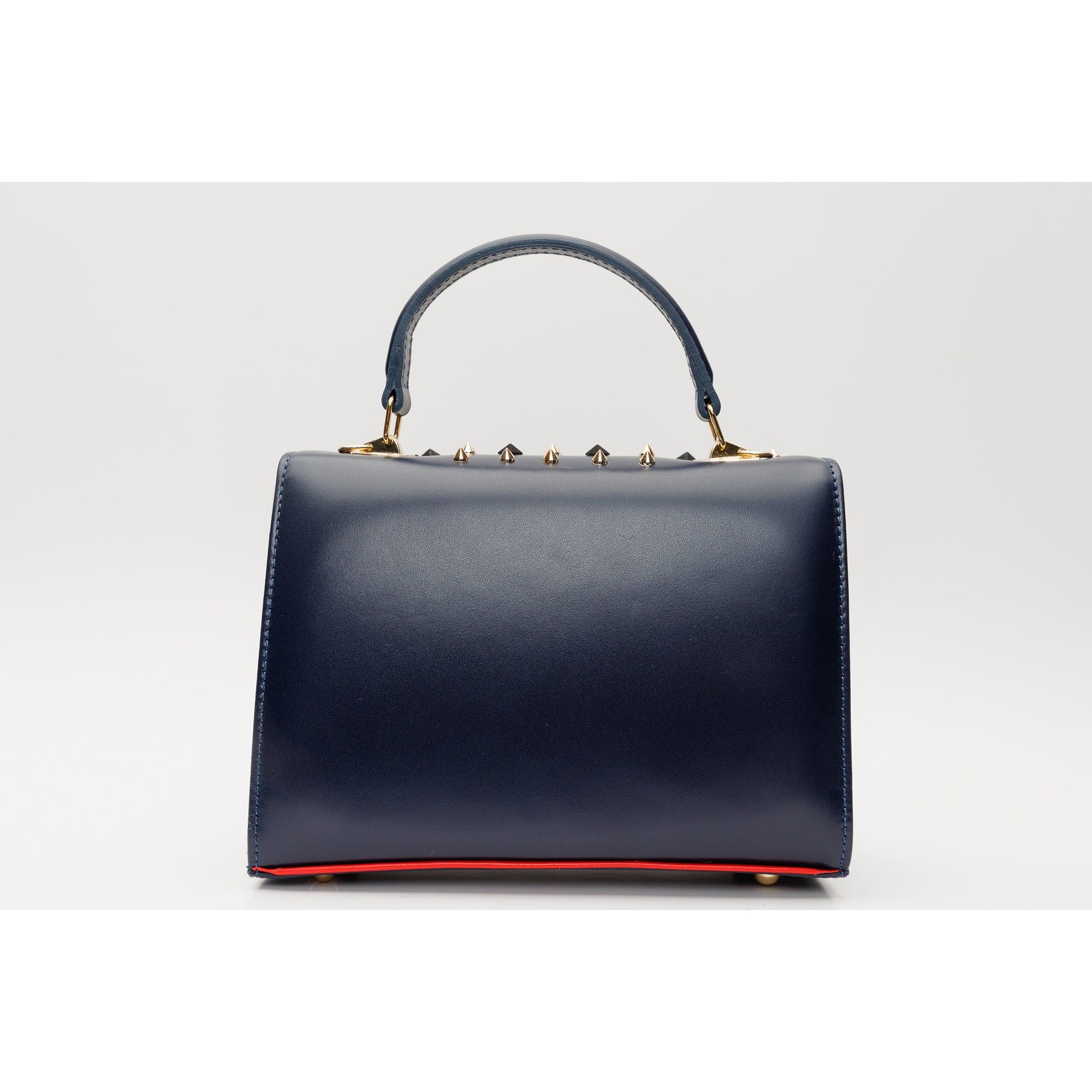 The Infanta Navy Blue Spike Leather Handbag