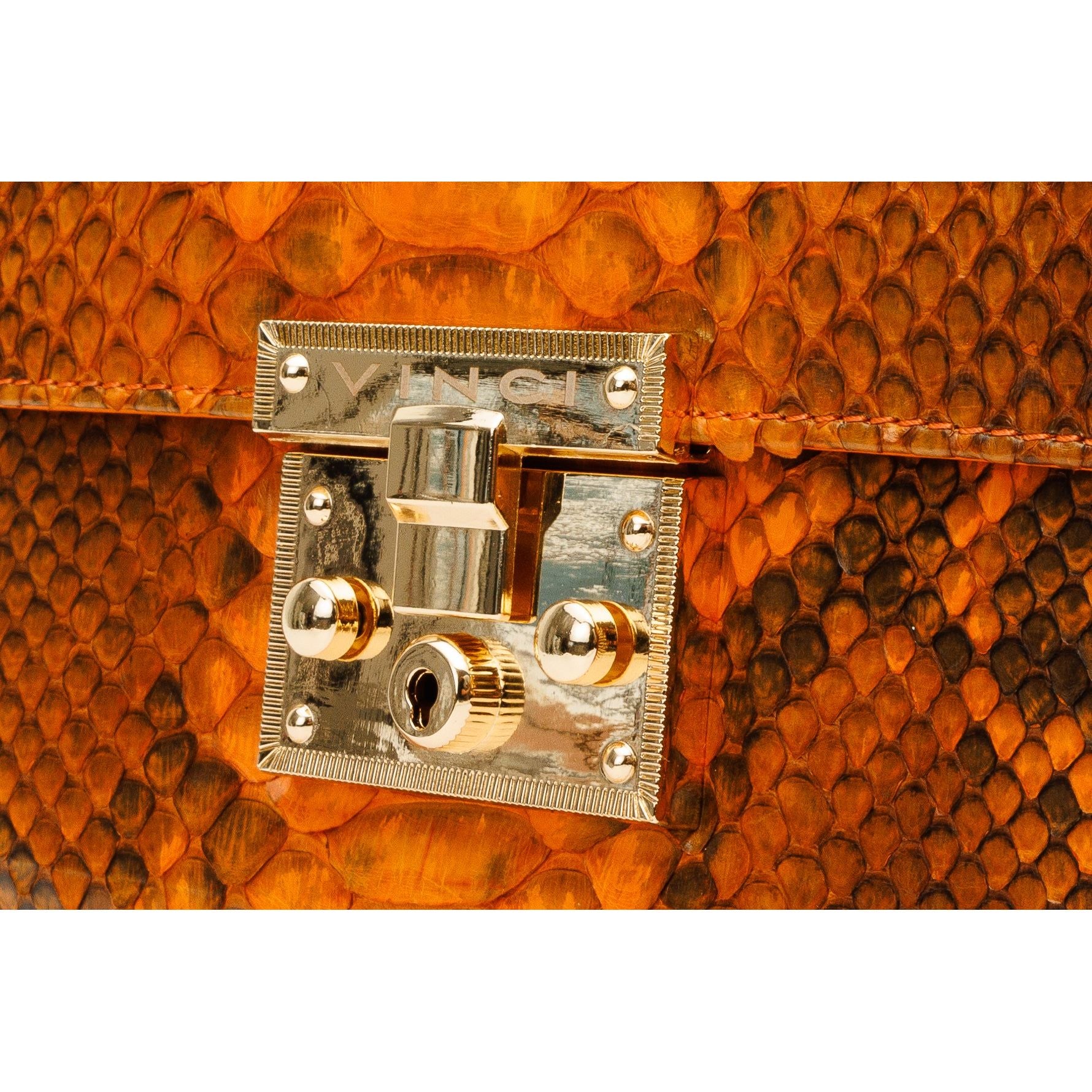 The Queen Orange Pythn Leather Handbag