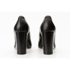 Vinci The Afega Black Leather Block Heel Pump Women Shoes