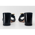 The Micro Black Leather Women Sandal