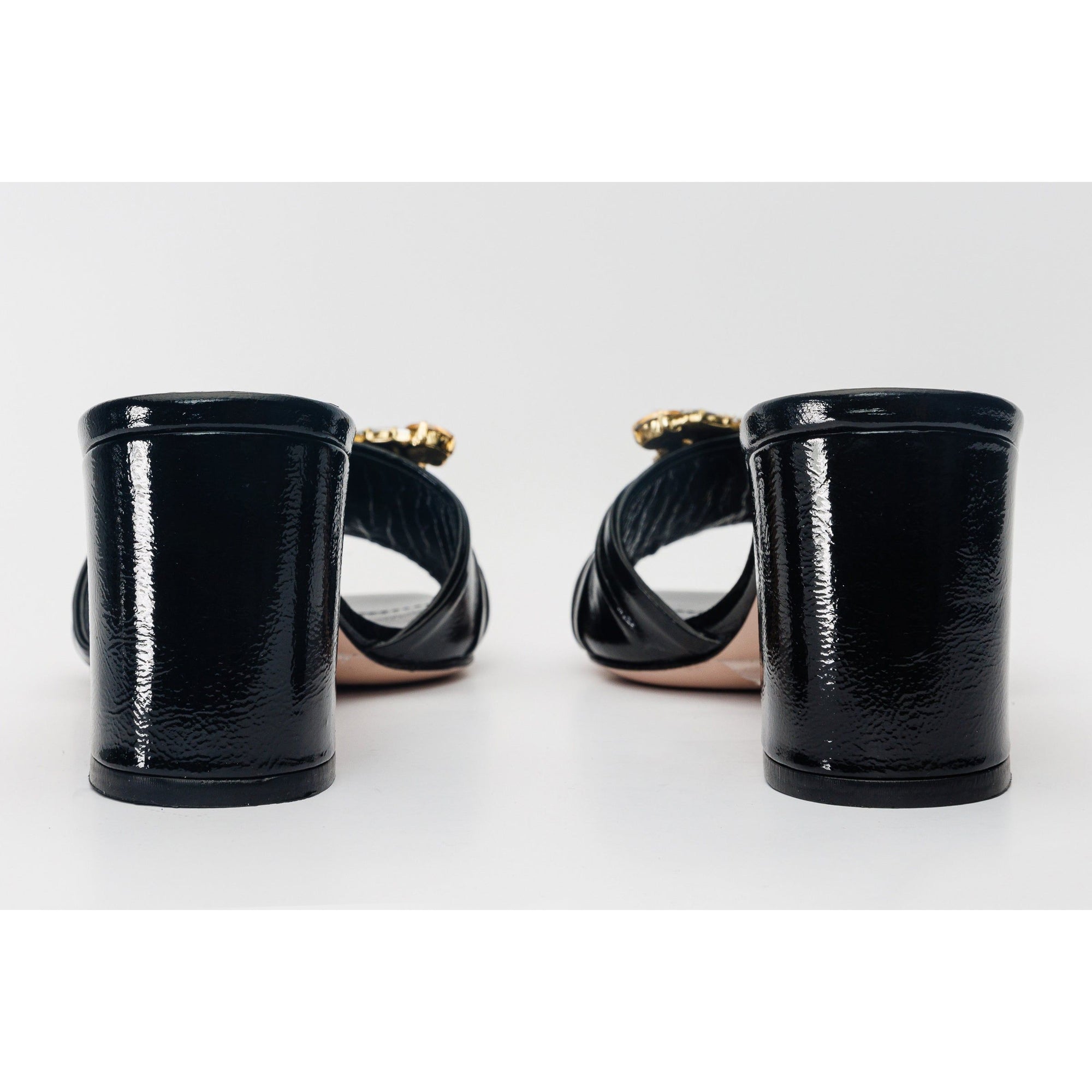 The Micro Black Leather Women Sandal