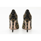 The Bolu Black & Gold Glitter Leather Pump Women Shoe