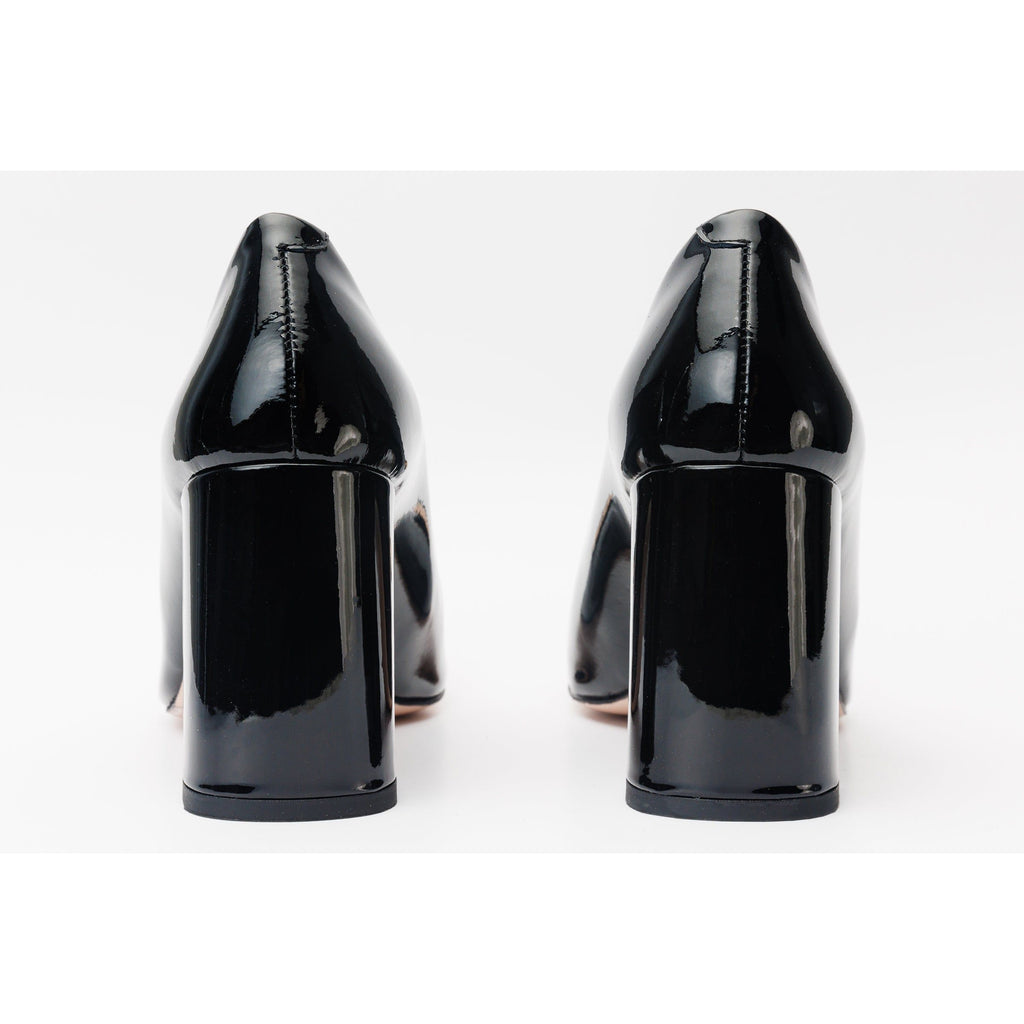 The Ferrara Black Patent Leather Block Heel Pump Women Shoe
