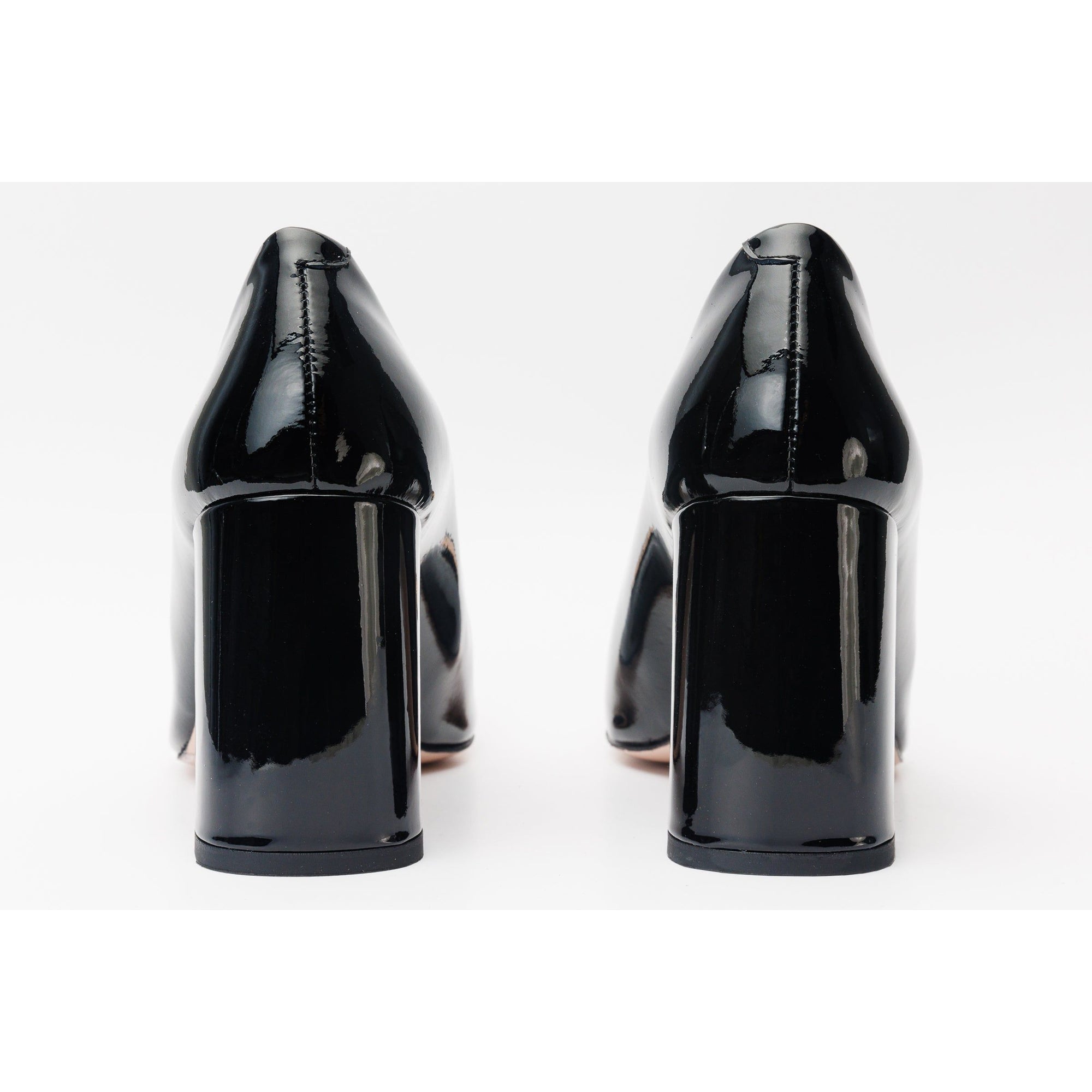 The Ferrara Black Patent Leather Block Heel Pump Women Shoe