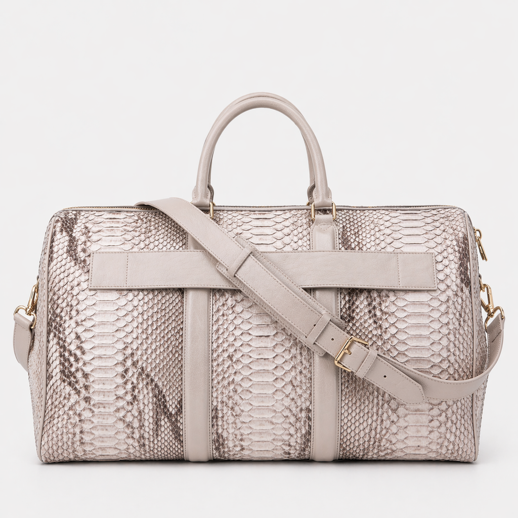 The Velar Nutural  Hand-Painted Snake Leather Weekender Bag
