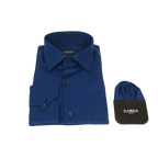 Men's Shirt, Hankie CASILA Turkey Cotton Blend Long Sleeves 501470-07 Solid Navy