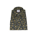 Men's Shirt By CASILA Turkey Cotton Blend Long Sleeves 501570-03 Black Floral