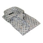 Mens 100% Cotton Shirt Manschett Turkey Slim Fit 5016-34 White/Gray Checker Diamond