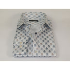 Mens 100% Cotton Shirt Manschett Turkey Slim Fit 5016-34 White/Gray Checker Diamond