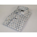 Mens 100% Cotton Shirt Manschett Turkey Slim Fit 5016-34 White/Gray Checker Diamond