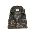 Men's Shirt By CASILA Turkey Cotton Blend Long Sleeves 501660-02 Olive Floral